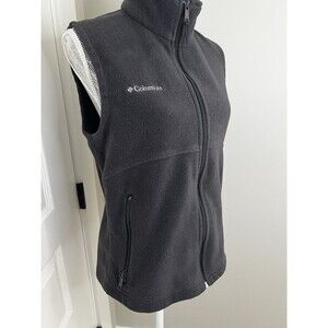 Columbia Women's Fleece Black Full Front Zip Up Vest Size Medium Soft Warm